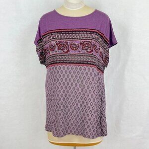 Suzanne Betro Short Sleeve Blouse Oversized Bright Grandma Cottage Core Boho XL